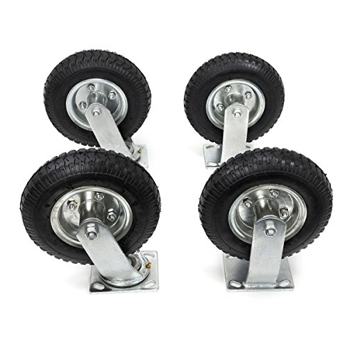 4Pcs 8" Pneumatic Air Tire Wheel 2 Rigid + 2 Swivel HD Farm Cart Caster Large