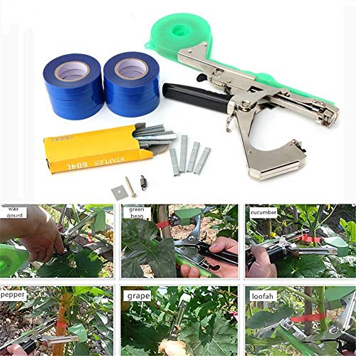 ZHONGJIUYUAN Garden Tool Set Plant Tying Tapetool Tapener Machine Branch Hand Tying Machine Tapetool Tapener Packing Vegetable Stem Strapping W/ 10 Rolls (Random Color)