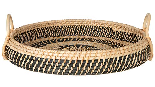 KOUBOO-Round-Rattan-Breakfast-Natural-Black-Serving-Trays-One-Size