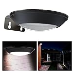 IYOOVI Aluminum Alloy Solar Lights Outdoor 260 Lumen Waterproof 16 LED Motion Sensor Light for Garden Yard Pool Patio Path Wall Fence Light (Black-6000K White Light)