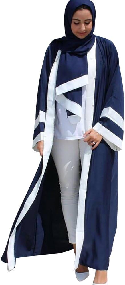 YI HENG MEI Women's Modest Muslim Islamic Open Front Long Maxi Abaya with Hijab and Belt