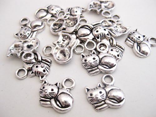 40 Tibetan Style Cat Charms 14mm x 13mm. CH030D