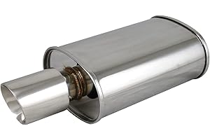 TC Sportline Burnout MU-UN001SP Spun-locked Universal Oval Muffler Exhaust Double Wall 3.5" Slant Tip 2.5" Inlet (POLISHED)