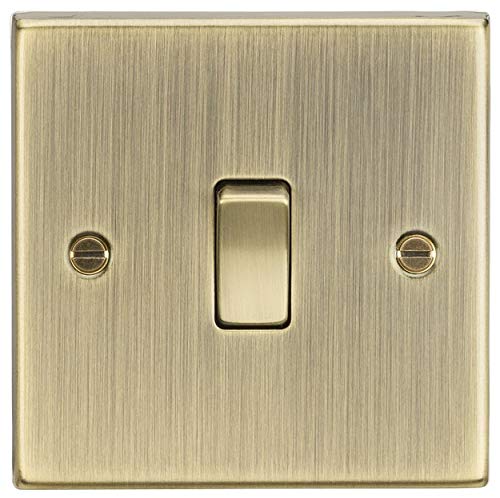 Knightsbridge CS834AB Square Edge Antique Brass 20A 1G DP Switch, Antique Brass