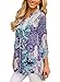 TrendiMax Women Casual Split V Neck Cuffed 3/4 Sleeve Floral Printed Blouses Tops (8 Floral Pattern) Purple