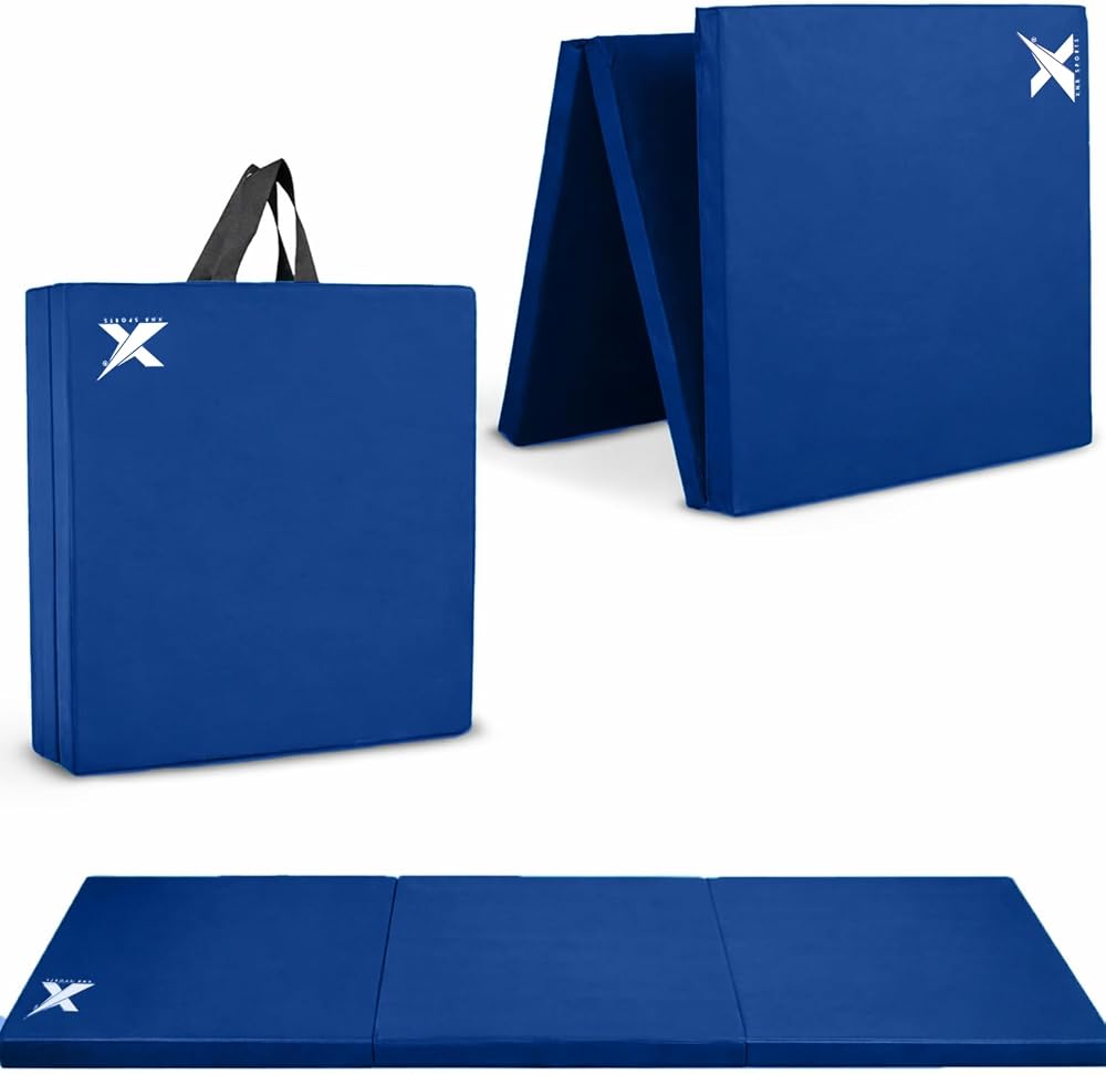 Xn8 Sports Tri-Fold Gymnastics Mat 6cm Thick 6Ft Long Non-Slip PU Leather