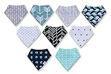 Baby Bandana Drool Bibs, Unisex 9-Pack Gift Set for Drooling + Teething, 100% Organic Cotton - Adjustable Bandana Bibs, Machine Washable, Soft, Absorbent and Hypoallergenic, Boys + Girls, Baby Showers