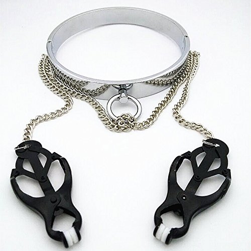 Metal Collar Necklace Nipple Clamps Bondage Adult Game Tetish Flirting Teasing Sex Toys for Men Bdsm