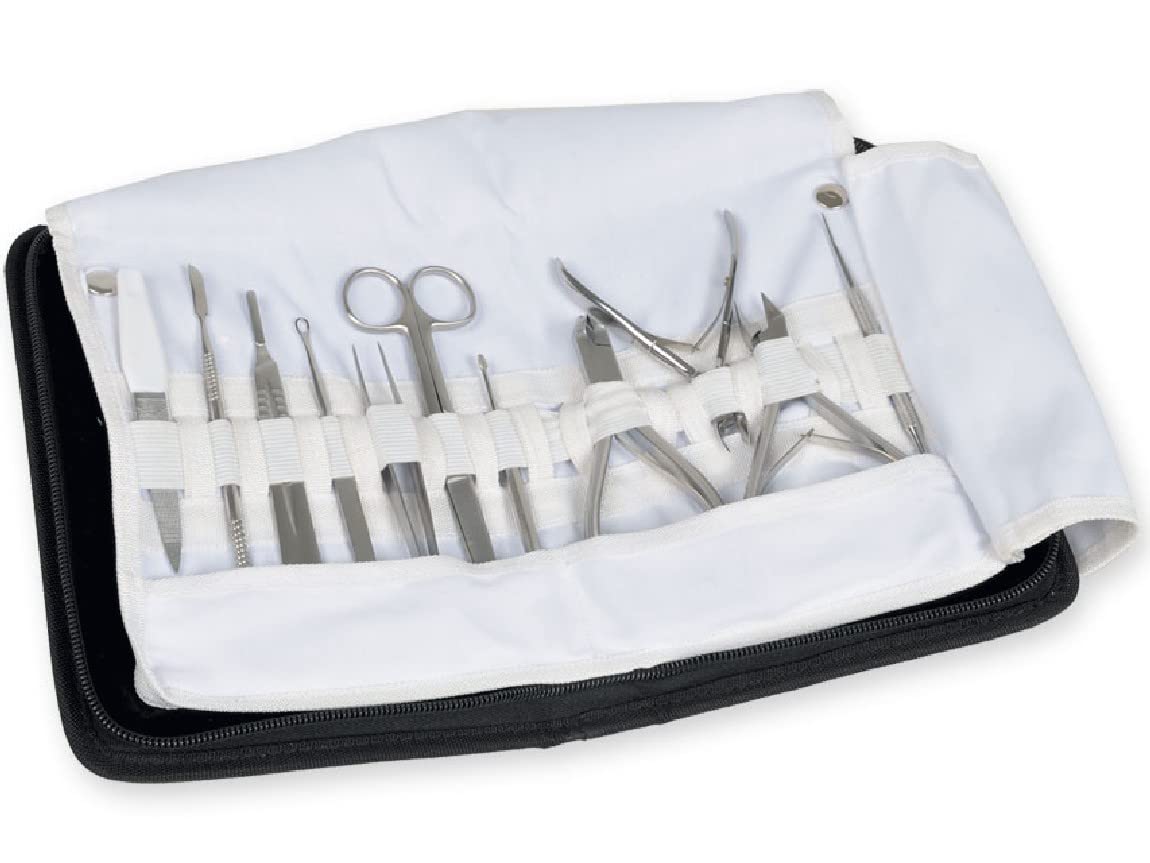 Gima - Podiatry Kit for Professional Pedicure and Manicure, 11 Instruments Made of Stainless Steel, Heart Shaped Case, Blue Color.