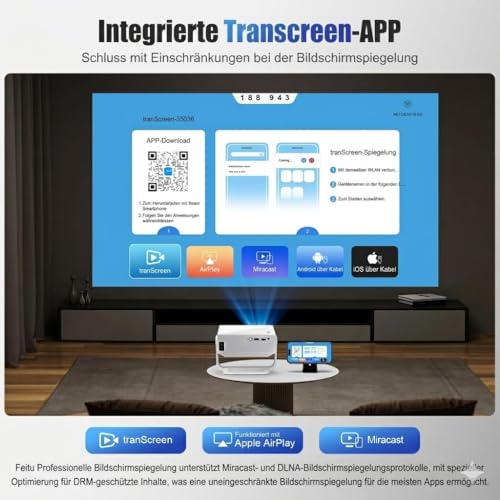 ZDK 2026 Upgrade Mini Projector Integrated Apps, Android 14, Supports 4K 1080P, Trapezoidal Correction, WiFi & BT Projector 4K Home Cinema, Portable Projector with 270° Rotating Stand, Compatible
