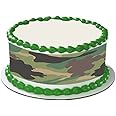 CAMO CAMOUFLAGE ARMY GREEN TRANDITIONAL HUNTING HUNTER CAKE SIDE STRIPS Cake Topper Edible Icing Image