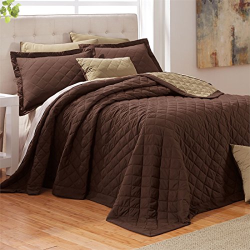 Brylanehome Studio Quilted Reversible Bedspread (Chocolate Taupe,Queen)