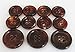 YCEE 11 Pieces Genuine Natural Dark Brown Horn Blazer & Suits Button Set - Round Rim - for Blazer, Sport Coat, Uniform, Jacket