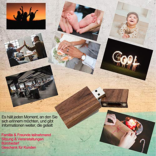 8GB Wood USB Flash Drive 10 Pack, USB Drives 8 GB 10 Pieces Wood Memory Stick JBOS Thumb Drives Gig Stick USB2.0 Pen Drive for Fold Digital Date Storage, Zip Drive, Jump Drive, USB Stick (Walnut) - Thumbnail 6