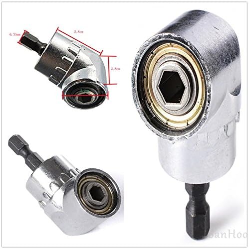 1/4" 6mm Inch 105 Degree Adjustable Thumb Flange Off-Set Power Head Magnetic Angle Bit Driver Adapter Screwdriver Power Drill