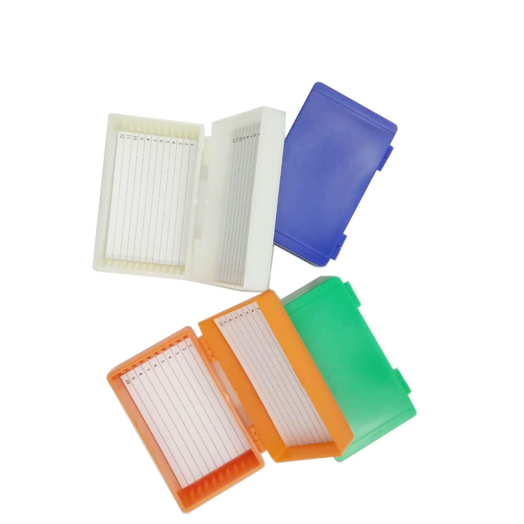 Photo 1 of 12-Place Microscope Slide Box Microslide Slide Box Random Color Pack of 4