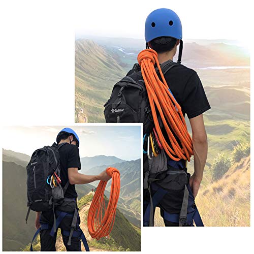 Orange 12mm Statisches Kletterseil, Nylon-Sicherheitsseil, Baumklettern, Eisklettern, Doppelkarabiner… – Bild 8