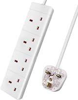 EXTRASTAR 4 Way Extension Lead 13A UK Plug 5M White Power Strip