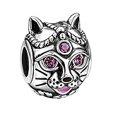 SOUFEEL Cat Charms 925 Sterling Silver Pink Swarovski Animal Talisman Bead Charm for Bracelets Women Gift
