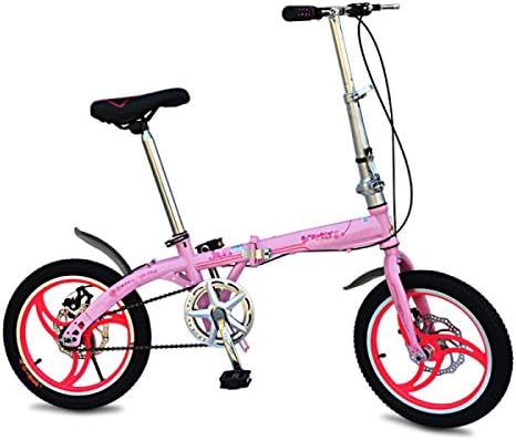 POKWAI Folding Bike Cycling 14 Inch / Men's / Women's Double Disc Brake Ordinary Aluminum Alloy Frame Folding