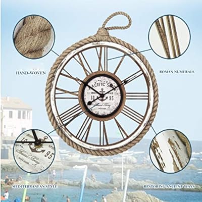 LIPENGWEI Creative Mediterranean Style Hemp Rope Wall Clocks,Living Room Personality Decoration Clock,Roman Numerals… 51RcEUqH%2BxL