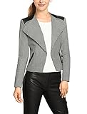 Allegra K Women's Houndstooth Pattern PU Panel Long Sleeves Blazer Jacket