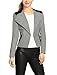 Allegra K Women's Houndstooth Pattern PU Panel Long Sleeves Blazer Jacket