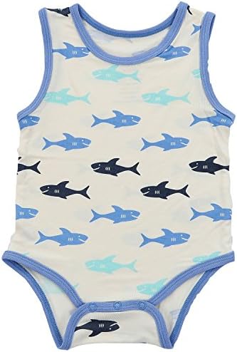 Silkberry Baby Bamboo Tank Bodysuit Feather Shark 0-3m