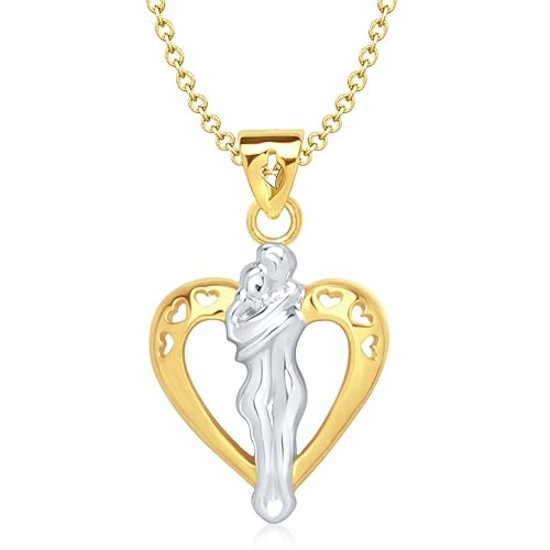 Vina Fashion You And Me Heart Shape Gold And Rhodium Plated Pendant For Women