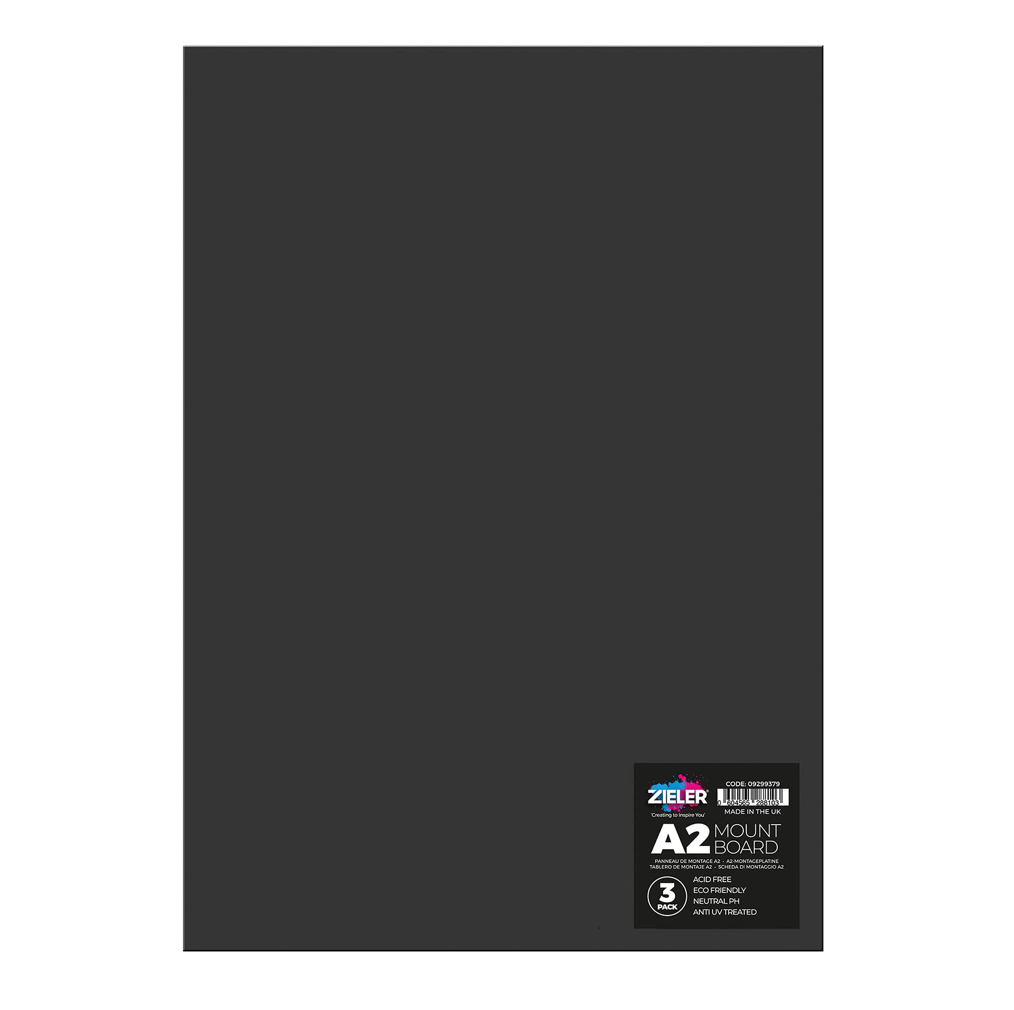 Black Mount Board by Zieler® | 1.4mm Thick | Matt-Black Sheets (A2 (3 Sheets))