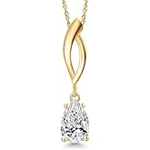 Gem Stone King 0.70 Cttw IGI Certified Lab Grown Diamond in 10K Yellow Gold Pendant for Women | Pear Shape | E-F Color | VS1-VS2 Clarity | Gold Necklace for Women | 18 Inch Chain