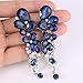 EVER FAITH Women's Austrian Crystal Gorgeous Bride Tear Drops Wedding Dangle Earrings Navy Blue Silver-Tone