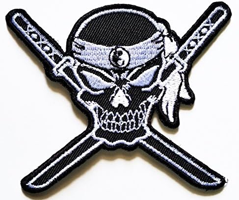 HHO Japanese Ying Yang Ninja Samurai Sword Cross Mc Biker Patch Embroidered DIY Patches Cute Applique Sew Iron on Kids Craft Patch for Bags Jackets Jeans Clothes