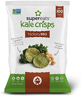 SuperEats Kale Crisps, Hickory BBQ, 3 Ounce (Pack of 12)