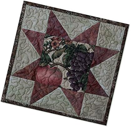 Mug Rug Quilted Sawtooth Star Holiday Colors Snack Mat Desk Mat Place Mat