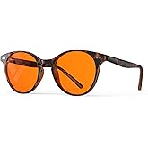 Goiteia Retro Round Blue Light Glasses for Women Men-Orange Blue Light Blocking Glasses-Better Sleep/Eyes Strain/Light Sensitive, Spring Hinges for Comfort