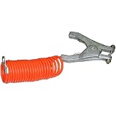 Lind Equipment RAC10 Retractable Heavy Duty Grounding Assembly, 10ft, 1/8" Coiled Plated Steel Cable, Orange PVC Coated to 3/16", REB Hand Clamp, 5/16" Lug Terminal