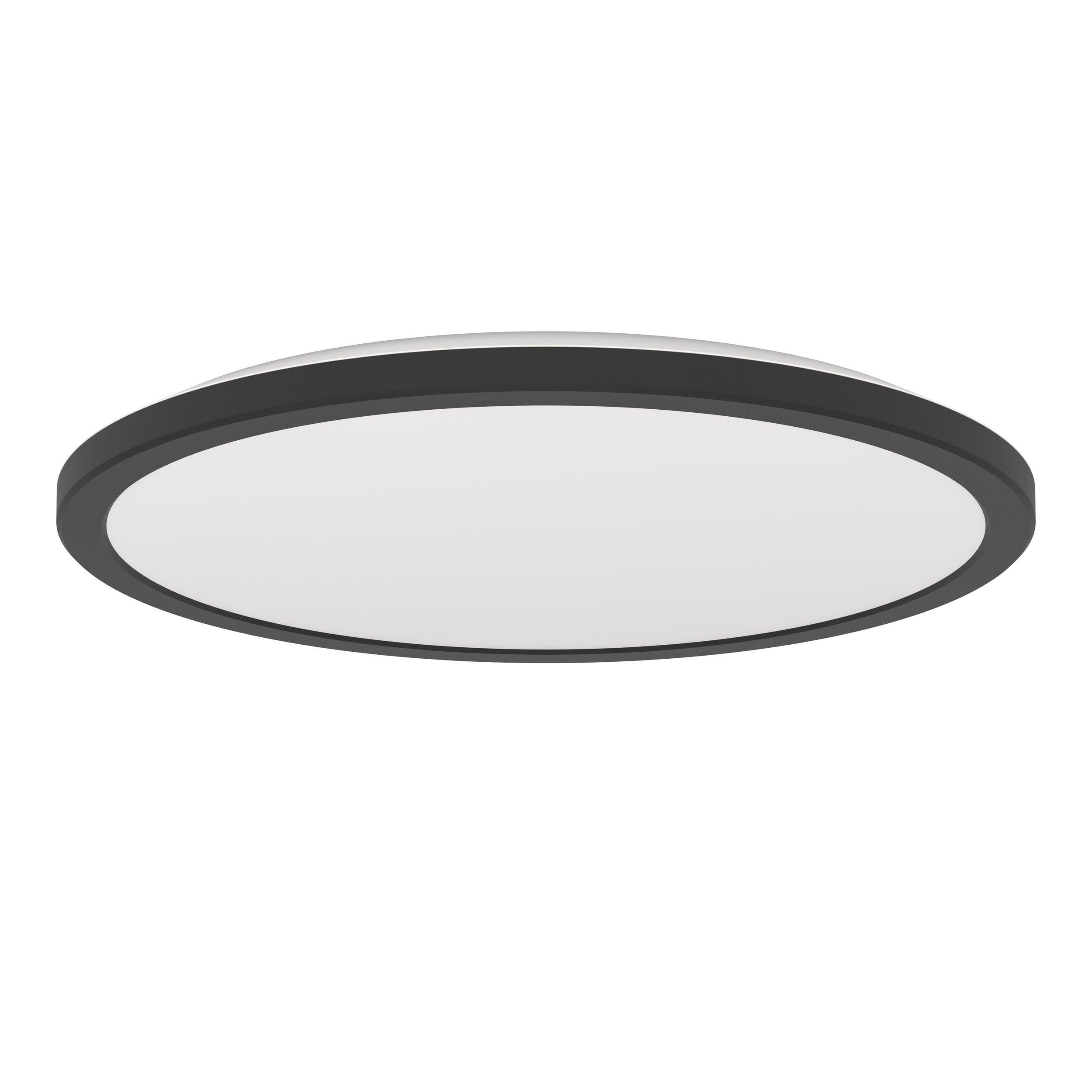Eglo LED Ceiling Light Fitting Rovito, Round Ceiling lamp with Remote Control, Bathroom Lighting, Flush luminaire Made of Plastic in Black and White, Warm White-Cold White, IP44, Ø 39 cm