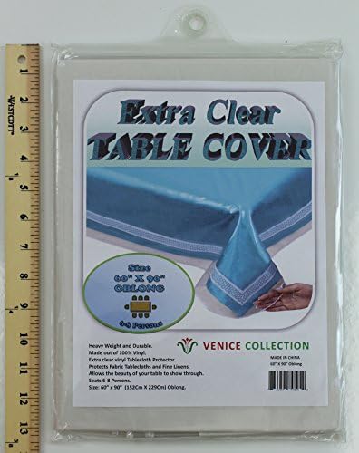 Venice Collection Extra Clear and Durable Heavy Weight Tablecloth Protector 100% Vinyl 60" X 90" Oblong