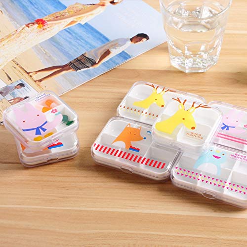 Gold Happy 2 Sizes Portable Mini Cartoon Plastic Pill Box Medicine Case for Healthy Care Empty Drugs Box for False Eyelashes