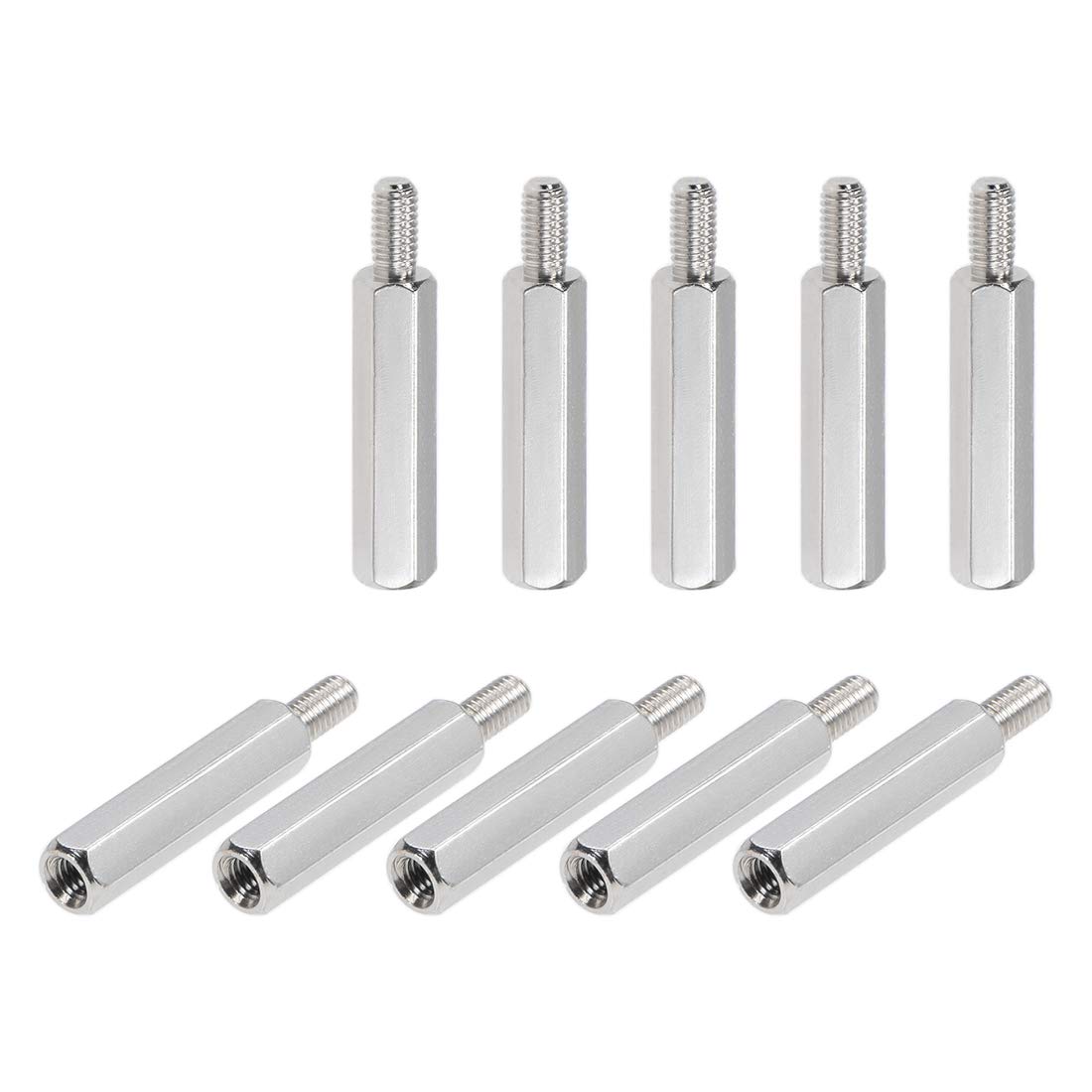 sourcing map M3x20mm+6mm Male-Female Hex Nickel Plated PCB Motherboard Spacer Standoff for FPV Drone Quadcopter, Computer & Circuit Board Silver Tone 20pcs