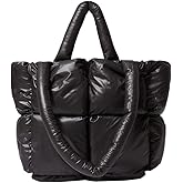Puffer Tote Bag for Women Quilted Puffy Handbag Light Winter Down Cotton Padded Shoulder Bag Down Padding Tote Bag
