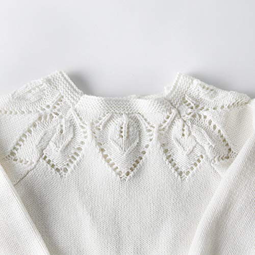 Newborn Baby Girls Cute Knit Strap Romper Leaves Pattern Jumpsuit Bodysuit White