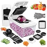 Vegetable Chopper, ONSON Onion Chopper Spiralizer Vegetable Slicer Dicer - Mandoline Slicer WITH LARGE CONTAINER Food Chopper - Veggie Chopper Vegetable Cutter Potato Slicer - Choppers and Dicers