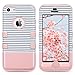 ULAK iPhone 5C Case, 5C Case, Shockproof Soft Silicone Rubber Hard Plastic Hybrid Heavy Duty Protection Kidproof High Impact Case Cover for Apple iPhone 5C-Minimal Stripes Rose Gold