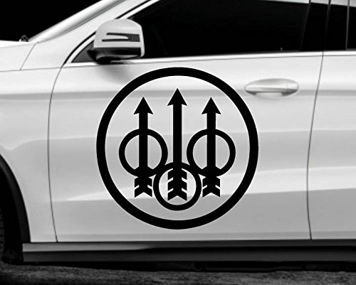 Beretta Firearms (Black 4") Vinyl Decal Sticker for Car Automobile Window Wall Laptop Notebook Etc.... Any Smooth Surface Such As Windows Bumpers