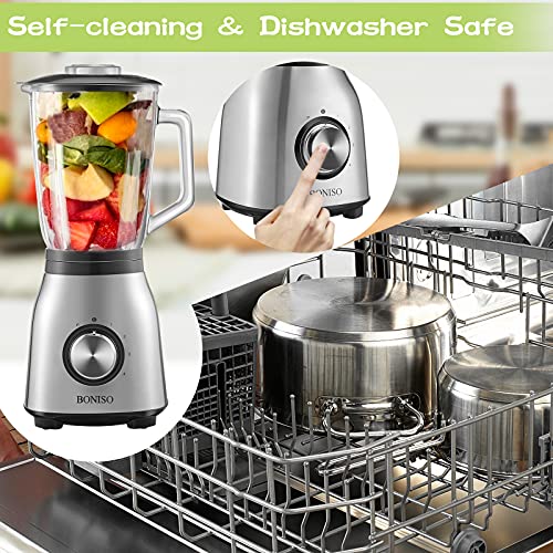 BONISO Countertop Blender High Speed Countertop Kitchen Food Mixer for Blend, Chop, Grind with1