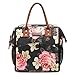 LOKASS Cooler Tote Insulated Box Water-Resistant Thermal Soft Leak Proof Liner Lunch Bags with Wide-Open for Women (P, Peony, Black Peony