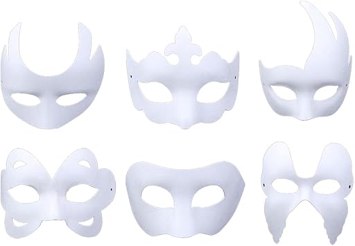 White Mask Outgeek 6pcs Halloween Half Face Mask White Diy Mask