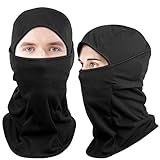 Dimples Excel Thermal Fleece Ski Balaclava Face Mask for Skiing Snowboarding Motorcycle Cycling Mountaineering Hunting Winter Sport (2 Pack) (Thermal Fleece Version (Black + Black))